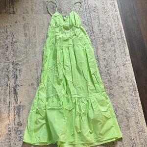 Target Women’s Neon Lime Tiered Sundress Dress with Open Back Detail